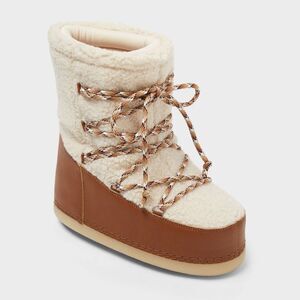 Universal Thread Cream Sherpa & Brown Faux-Leather Winter Boot